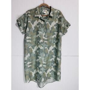 C&C California Camo Button Down Linen Shirt Dress Size Large